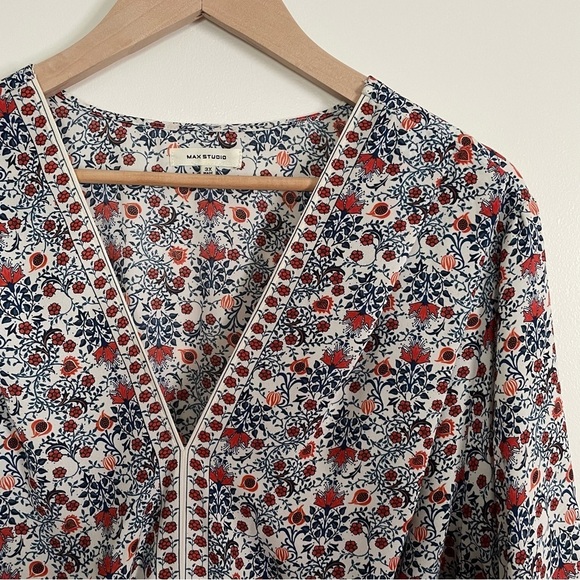 Max Studio Tops - Max Studio BoHo Floral Kimono Tie Waist Top V-Neck Long Sleeve Size X